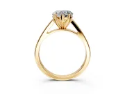 Solitaire Engagement Ring Setting for Heart-Shaped Center with Tapered Split Shoulders and Prong Head in Yellow Gold