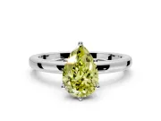 Solitaire Engagement Ring Setting for Fancy Yellow Pear-Shaped Center with Plain Band and Tulip Prong Head in Platinum