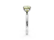 Hidden Halo Engagement Ring Setting for Fancy Yellow Princess Cut Center with Thin Round-Wire Band and Prong Head in White Gold