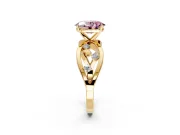 Solitaire Engagement Ring Setting for Fancy Pink Oval Center with Criss-Cross Accent Band and Prong Head in Yellow Gold