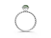 Solitaire Engagement Ring Setting for Fancy Green Marquise Center with Plain Twisted Rope Band and Prong Head in Sterling Silver