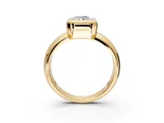 Solitaire Engagement Ring Setting for Radiant Cut Center with Wide Band and Bezel Head in Yellow Gold