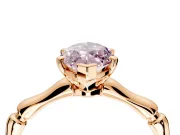 Solitaire Engagement Ring Setting for Fancy Pink Marquise Center with Bamboo Band and Prong Head in Rose Gold