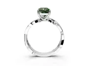Solitaire Engagement Ring Setting for Fancy Green Radiant Cut Center with Pave and Plain Crossover Band and Prong Head in Platinum