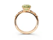 Cluster Engagement Ring Setting for Fancy Yellow Princess Cut Center with Round Cut Accent Band and Prong Head in Rose Gold