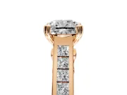 Solitaire Engagement Ring Setting for Cushion Cut Center with Channel Band and Double Claw Prong Head in Rose Gold