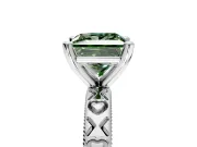 Solitaire Engagement Ring Setting for Fancy Green Princess Cut Center with XO Engraved Band and Prong Head in Platinum