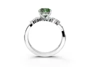 Solitaire Engagement Ring Setting for Fancy Green Cushion Cut Center with Marquise Accent Twist Band and Prong Head in Sterling Silver