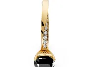 Side Accent Engagement Ring Setting for Fancy Black Cushion Cut Center with Accent Shoulders and Prong Head in Yellow Gold