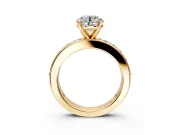 Solitaire Engagement Ring Setting for Round Cut Center with Channel-Set Accents and Prong Head in Yellow Gold