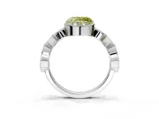 Milgrain Bezel Engagement Ring Setting for Fancy Yellow Heart-Shaped Center with Marquise Stations and Bezel Head in Platinum