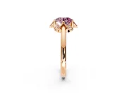 Floral Frame Engagement Ring Setting for Fancy Pink Round Cut Center with Accent Clusters and Prong Head in Rose Gold
