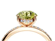 Solitaire Engagement Ring Setting for Fancy Yellow Round Cut Center with Fine Pave Band and Prong Head in Rose Gold