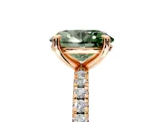 Solitaire Engagement Ring Setting for Fancy Green Oval Center with Fine Pave Narrow Band and Prong Head in Rose Gold