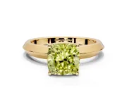 Solitaire Engagement Ring Setting for Fancy Yellow Cushion Cut Center with Wide Knife Ridge Band and Prong Head in Yellow Gold