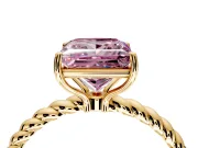 Solitaire Engagement Ring Setting for Fancy Pink Princess Cut Center with Plain Twisted Rope Band and Prong Head in Yellow Gold
