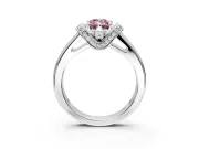Solitaire Engagement Ring Setting for Fancy Pink Emerald Cut Center with Wide Band, Pave Collar and Prong Head in Sterling Silver