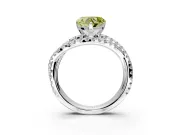 Solitaire Engagement Ring Setting for Fancy Yellow Heart-Shaped Center with Woven 3-Strand Pave Band and Prong Head in Sterling Silver