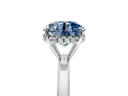 Solitaire Engagement Ring Setting for Fancy Blue Round Cut Center with Fine Wire Band and Prong Head in Platinum