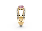 Solitaire Engagement Ring Setting for Fancy Pink Cushion Cut Center with Wide-Open Split Shank and Prong Head in Yellow Gold