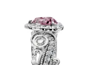 Milgrain Halo Engagement Ring Setting for Fancy Pink Heart-Shaped Center with Shoulder Bezels and Prong Head in Sterling Silver