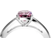 Solitaire Engagement Ring Setting for Fancy Pink Emerald Cut Center with Flat-Sided Plain Band and Prong Head in White Gold