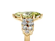 Cluster Engagement Ring Setting for Fancy Yellow Marquise Center with 2-Row Shoulder Clusters and Prong Head in Yellow Gold