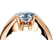 Tension Engagement Ring Setting for Fancy Blue Oval Center with Wide Tapered Band and Tension Head in Rose Gold