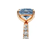 Solitaire Engagement Ring Setting for Fancy Blue Princess Cut Center with Micro Pave Band and Prong Head in Rose Gold