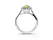 Starburst Halo Engagement Ring Setting for Fancy Yellow Pear-Shaped Center with Thin Round-Wire Band and Prong Head in Platinum