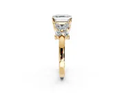 Floral Engagement Ring Setting for Princess Cut Center with Marquise Cluster Shoulders and Prong Head in Yellow Gold