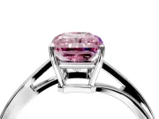 Solitaire Engagement Ring Setting for Fancy Pink Radiant Cut Center with Plain Bypass Twist Band and Prong Head in Sterling Silver