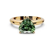 Solitaire Engagement Ring Setting for Fancy Green Heart-Shaped Center with Wire Band and Prong Head in Yellow Gold