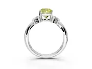 Solitaire Engagement Ring Setting for Fancy Yellow Cushion Cut Center with Grooved Bar Accent Band and Prong Head in White Gold