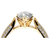 Solitaire Engagement Ring Setting for Marquise Center with Multi-Row Accents and Prong Head in Yellow Gold
