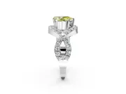 Halo Engagement Ring Setting for Fancy Yellow Pear-Shaped Center with Pave Infinity Twist Band and Prong Head in White Gold