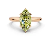Solitaire Engagement Ring Setting for Fancy Yellow Marquise Center with Reverse Tapered Band and Prong Head in Rose Gold