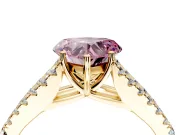 Solitaire Engagement Ring Setting for Fancy Pink Heart-Shaped Center with Pave Split Shank and Prong Head in Yellow Gold