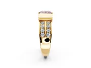 Bezel Engagement Ring Setting for Fancy Pink Princess Cut Center with Wide Channel-Set Band and Bezel Head in Yellow Gold
