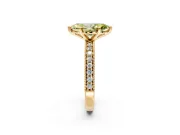 Milgrain Pave Engagement Ring Setting for Fancy Yellow Marquise Center with Accent Band and Prong Head in Yellow Gold