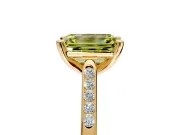 Solitaire Engagement Ring Setting for Fancy Yellow Emerald Cut Center with Channel Accents and Prong Head in Yellow Gold