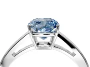 Solitaire Engagement Ring Setting for Fancy Blue Cushion Cut Center with Open Cathedral Shoulders and Prong Head in Platinum