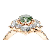 Floral Halo Engagement Ring Setting for Fancy Green Marquise Center with Pave Accents and Prong Head in Rose Gold