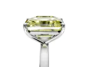 Fancy Yellow Asscher Cut and Emerald Cut Lab-Grown Diamond Toi et Moi Engagement Ring with Prong-Set Stones in Platinum