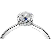 Hidden Halo Engagement Ring Setting for Pear-Shaped Center with Wide Flat Plain Band and Prong Head in Platinum
