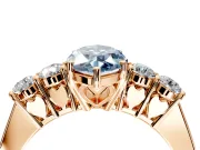 5 Stone Engagement Ring Setting for Fancy Blue Marquise Center with Equal Close-Set Accents and Prong Head in Rose Gold