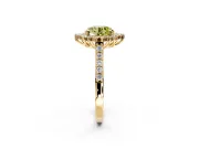 Sunburst Halo Engagement Ring Setting for Fancy Yellow Round Cut Center with Pave Band and Prong Head in Yellow Gold