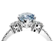 3 Stone Engagement Ring Setting for Fancy Blue Marquise Center with Round Cut Side Accents and Prong Head in Platinum