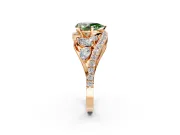 Halo Engagement Ring Setting for Fancy Green Pear-Shaped Center with Marquise and Pave Bypass Band and Prong Head in Rose Gold