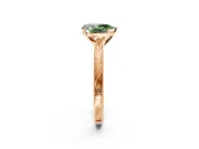 Solitaire Engagement Ring Setting for Fancy Green Pear-Shaped Center with Engraved Milgrain Band and Prong Head in Rose Gold